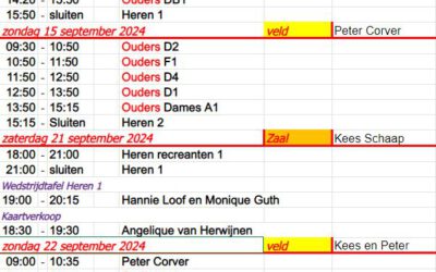 Bardiensten September ’24